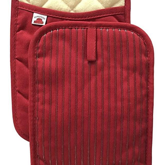Big Red House Pot Holders for Kitchen, with The Heat Resistance of Silicone and Flexibility of Cotton, Recycled Cotton Infill, Terrycloth Lining, Set of 2 Red
