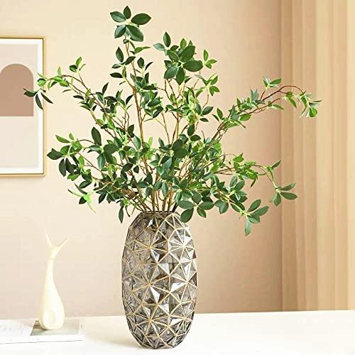 Olivachel 4Pcs/Pack Artificial Ficus Greenery Branches Faux Eucalyptus Plant Real Touch Leaves for Home Office Decoration (Green, 4Pcs/Pack)