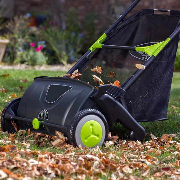 Earthwise LSW70021 21-Inch Width Leaf & Grass Push Lawn Sweeper, Black