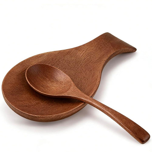 TooWoom Wood Spoon Rest for Stove Top, Bamboo Spoon Holder for Kitchen Countertop Wood Spatula Rest, Counter Spoon Holder for Countertop, Tong, Modern and Rustic for Farmhouse as a Dining Table Decor