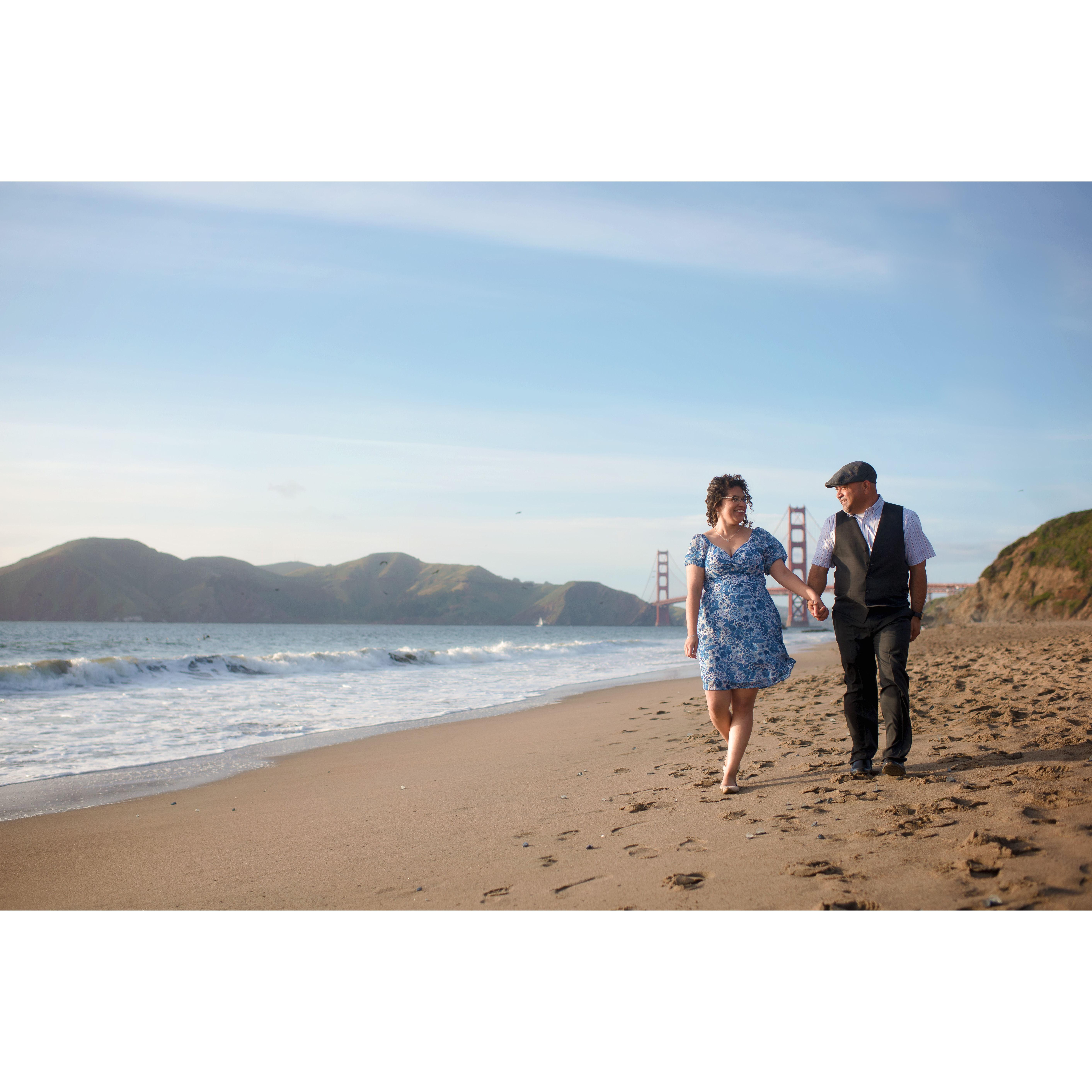 Our first photoshoot on Bakers Beach in San Francisco.
