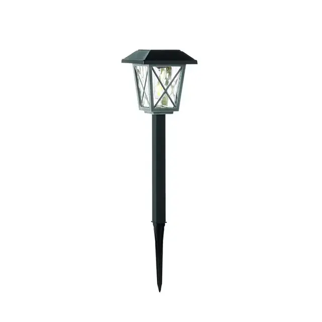 16 Lumens Solar 2-Tone Black and Grey LED Landscape Pathway Light Set with Vintage Bulb (6-Pack)