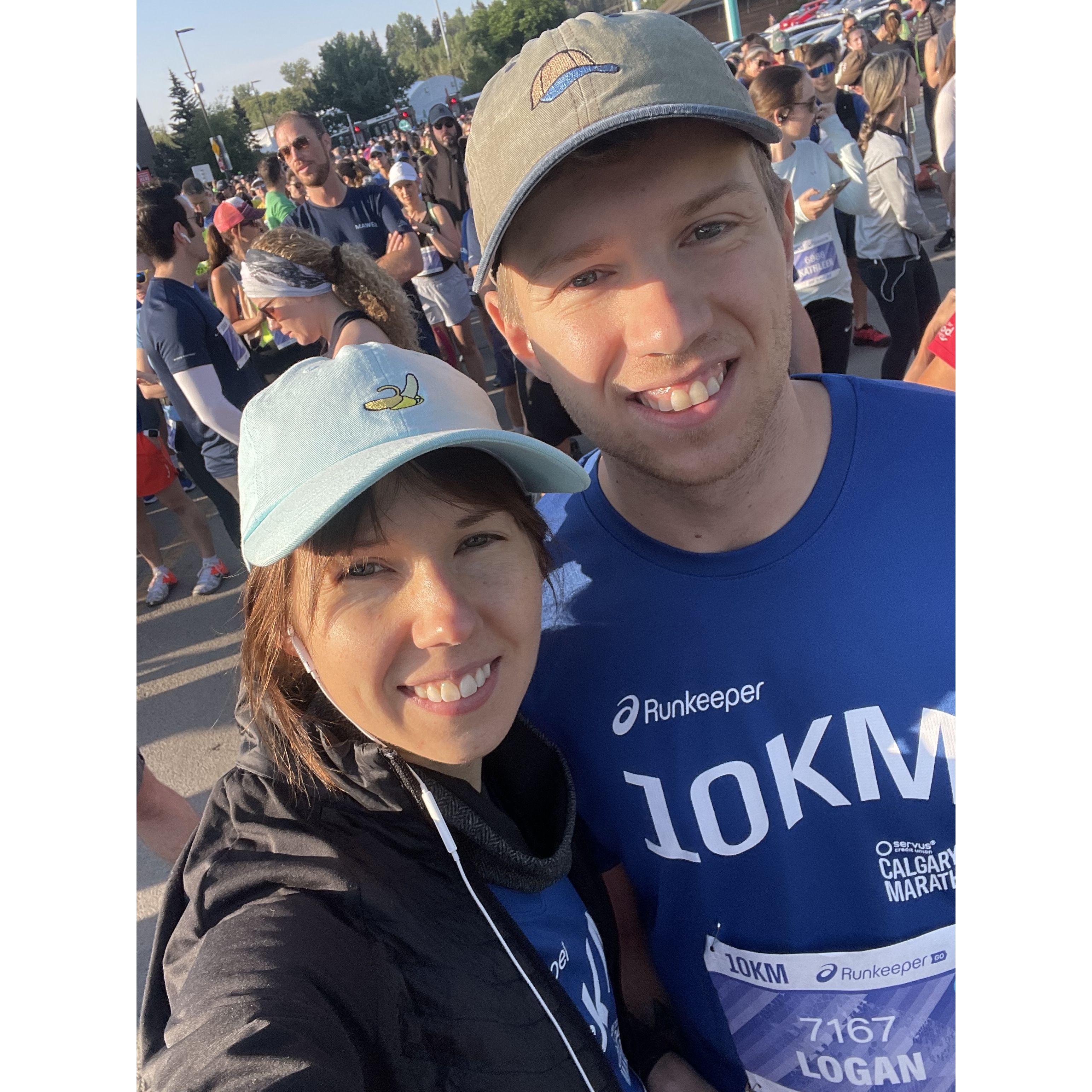 All smiles right before our race in Calgary