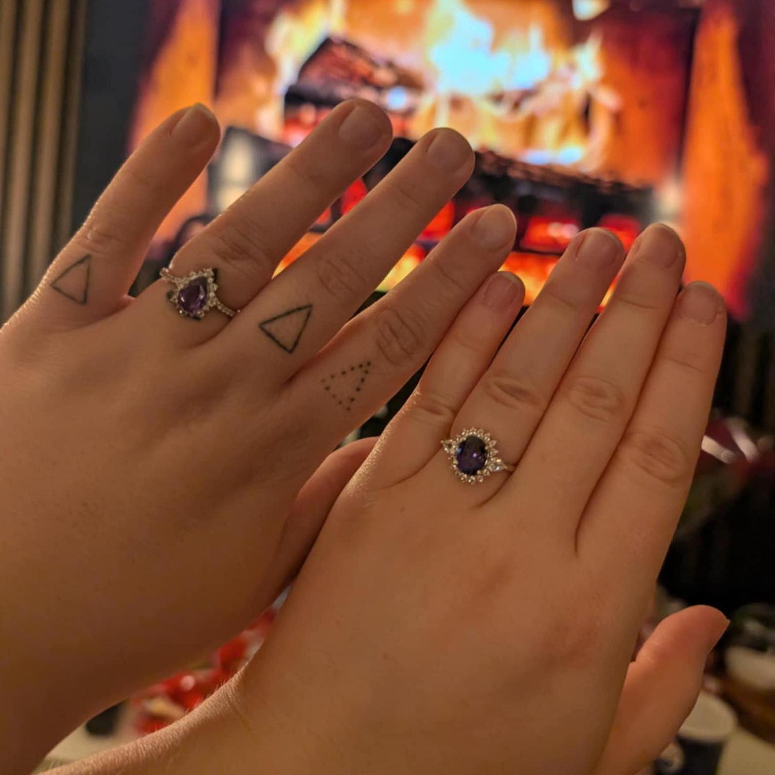 Our rings from the night of our proposal.