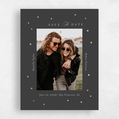 Dark Charcoal, Grey Wedding Save the Date - Emery Photo Foil
