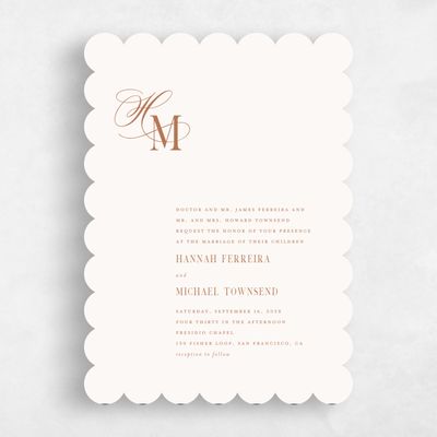Beige Scalloped Wedding Invitation - Jalen Classic