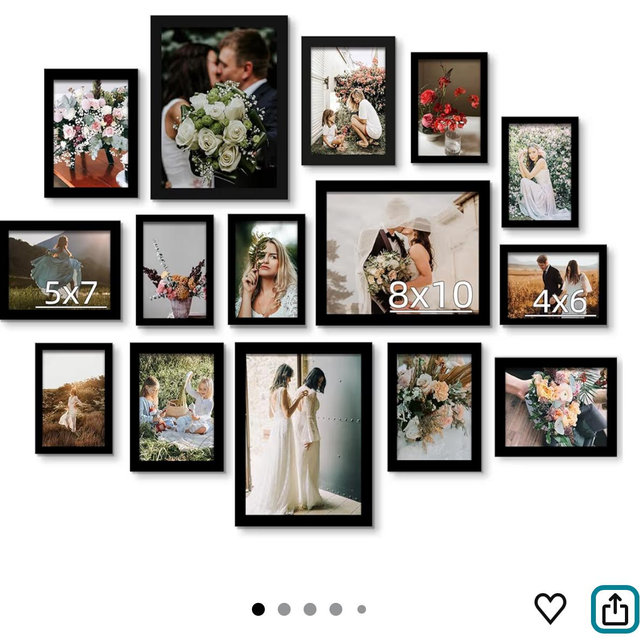 BESCRCL 15 Pack Real Glass Picture Frames Collage Wall Decor, Including 3pcs 8x10, 6pcs 5x7, 6pcs 4x6 Photo Frames for Gallery Wall or Tabletop Display, Black