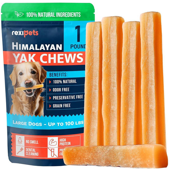 100% Natural Yak Cheese Himalayan Made Dog Chews All Breeds - Lactose Free Yak Chew for Small Medium & Large Dogs - Dental Cleaning Dog Chews for Aggressive Chewers - Long Lasting Odor & Gluten Free