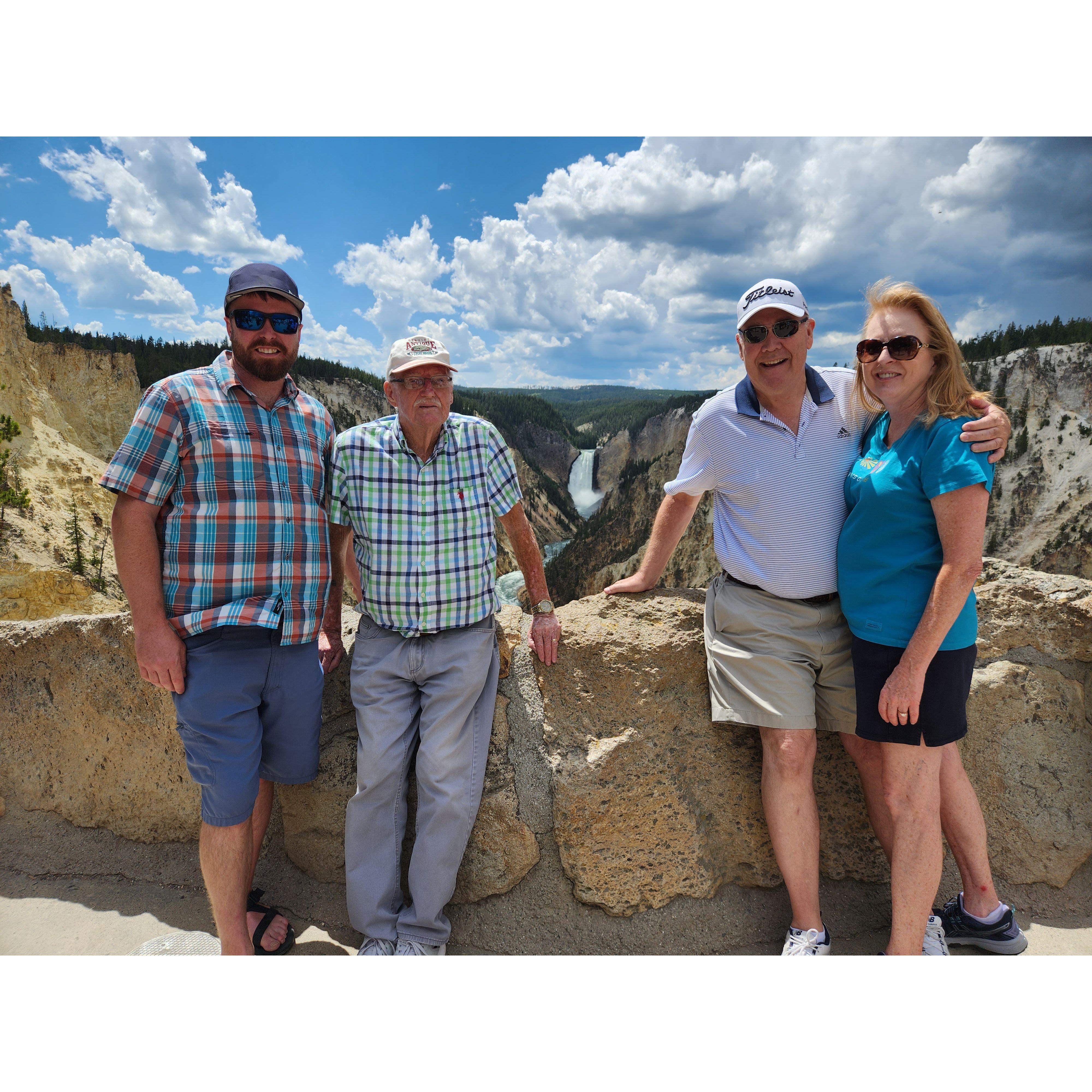 Visiting Yellowstone National Park with Brenda's father.