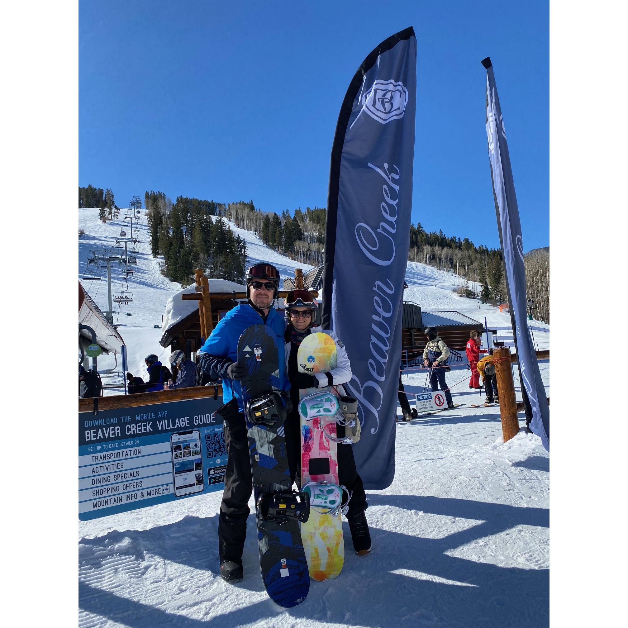 First time snowboarding together.