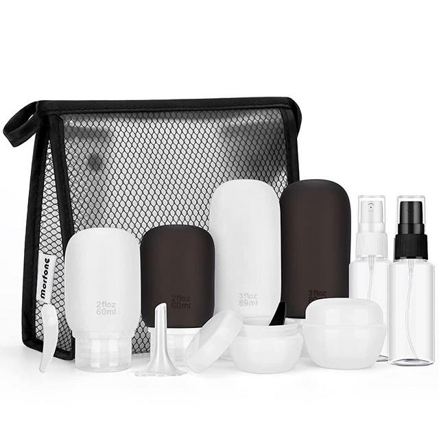Morfone Leak Proof Travel Toiletry Bottles and Hanging Makeup Organizer  with TSA Approved Cosmetic Bag for Shampoo, Conditioner, and Toiletries