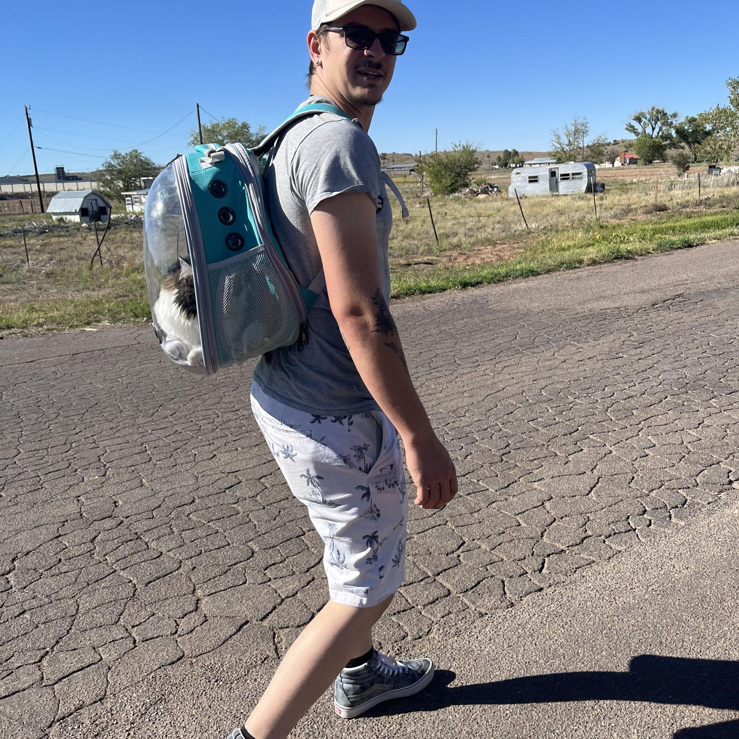 taking our cat for a walk