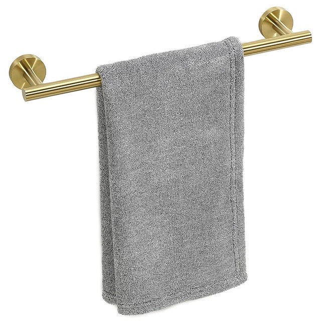 Brushed Gold Towel Bar, 14 Inch Towel Racks for Bathroom Wall Mounted, Thicken SUS304 Stainless Steel Heavy Duty Hand Towel Holder Organizer, Bathroom Accessories, Total Length 16.5 Inch