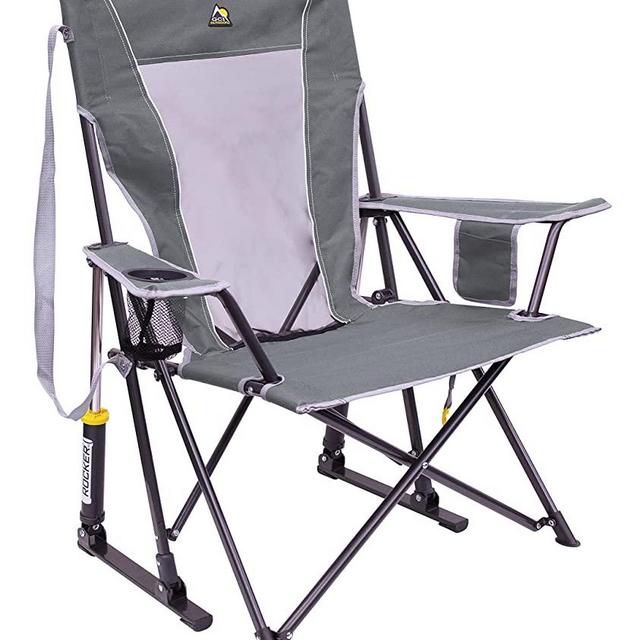 GCI Outdoor Comfort Pro Rocker Collapsible Rocking Chair & Outdoor Camping Chair, Mercury Gray