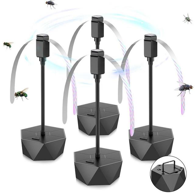 PIMAG Fly Fans for Tables, Fly Repellent Fan Outdoor Indoor Keep Flies Away, Fly Repellent Fans for Tables with Holographic Blades for Picnic, Party, Restaurant, Kitchen, and BBQ, 4 Pack Black