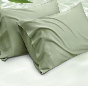 Bedsure Cooling Pillow Cases Queen Size Set of 2, Rayon Derived from Bamboo Cooling Pillowcase for Hot Sleepers, Soft & Silky Pillow Covers with Envelope Closure, Sage Green, Gifts, 20x30 Inches