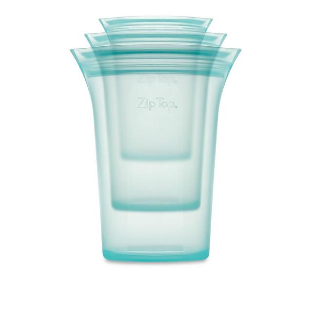 Zip Top Reusable 100% Platinum Silicone Container - Small Cup Set Of 2 -  Teal : Target