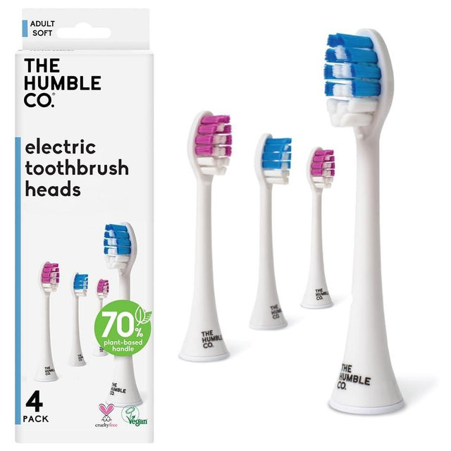 The Humble Co Plant-Based Electric Toothbrush Heads Compatible with Philips Sonicare Toothbrushes - Replacement Toothbrush Heads with Soft Bristles - Dental Oral Care & Hygiene - Regular Bristles