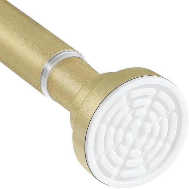 Fvonzn Gold Shower Curtain Rods for Windows 34-63 inch Adjustable Shower Rod Spring Tension Curtain Rods No Drilling Extra Long Gold Curtain Rod Non Slip Shower Rods for Bathroom Window Cafe