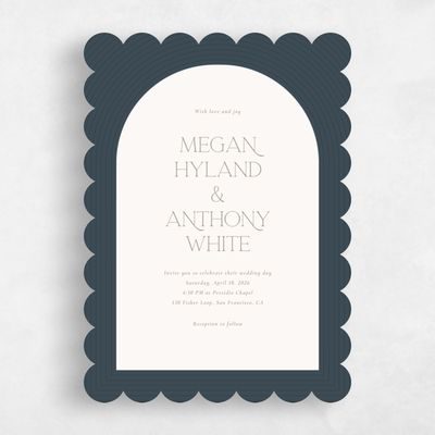 Blue Scalloped Wedding Invitation - Majestic Arch