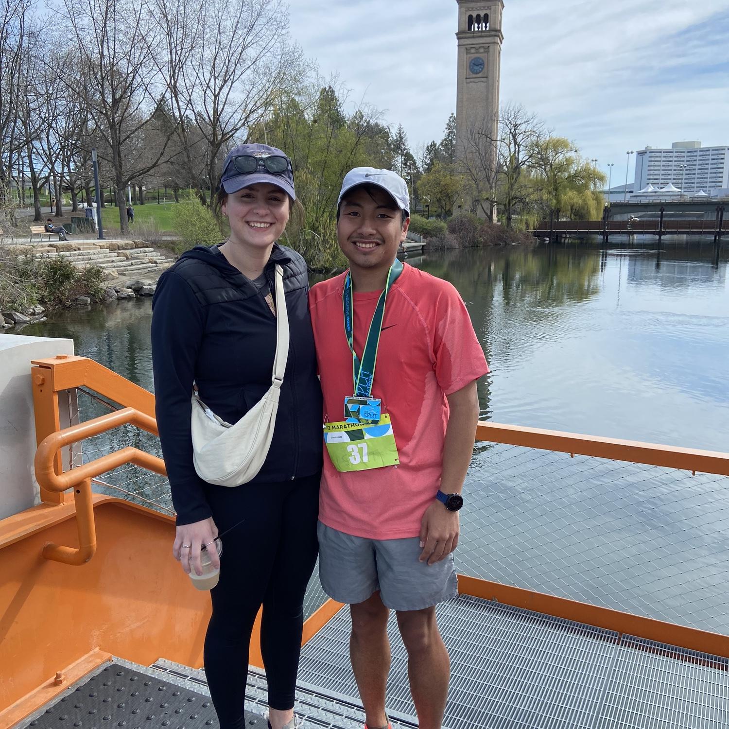 Anthony loves to run, and Emily loves to cheer him on!