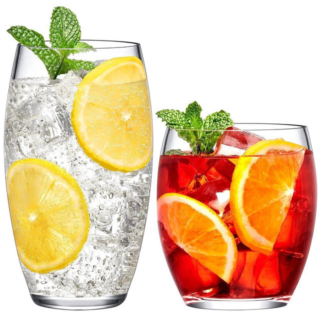 Amazing Abby - Fraternity - 12-Ounce and 16-Ounce Plastic Tumblers (Set of 8), Plastic Drinking Glasses, All-Clear Reusable Acrylic Cups, BPA-Free, Shatter-Proof, Dishwasher-Safe