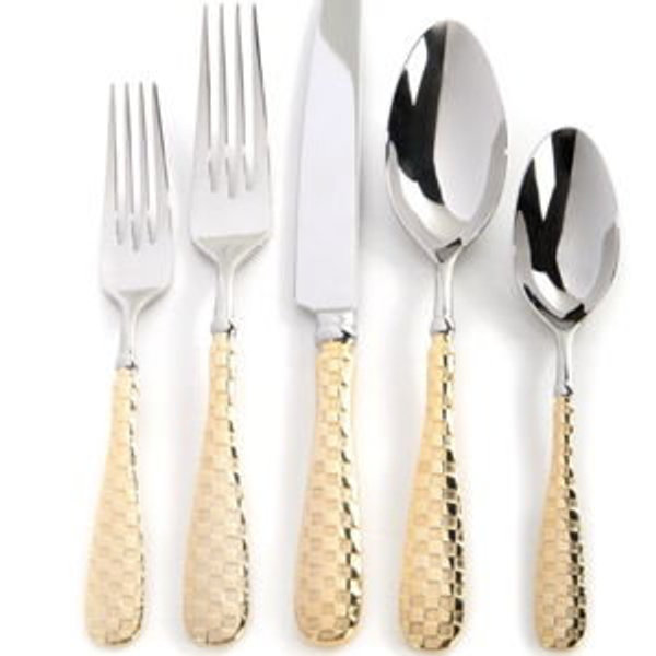 Check Flatware 5-Piece Place Setting - Gold