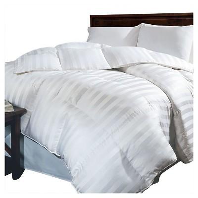 Siberian Damask Stripe Down All Seasons Comforter (King)White - Blue Ridge Home Fashions®