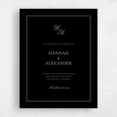Black Wedding Save the Date - Wyncote Portrait