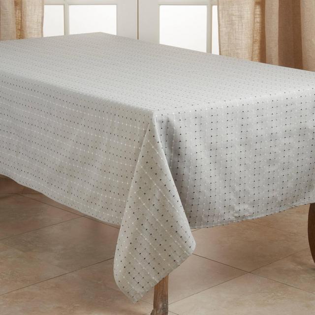 90" x 65" Cotton Stitched Squares Tablecloth Gray - Saro Lifestyle
