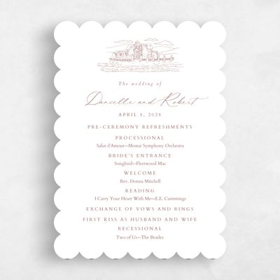 Brown Scalloped Wedding Program - Malcesine