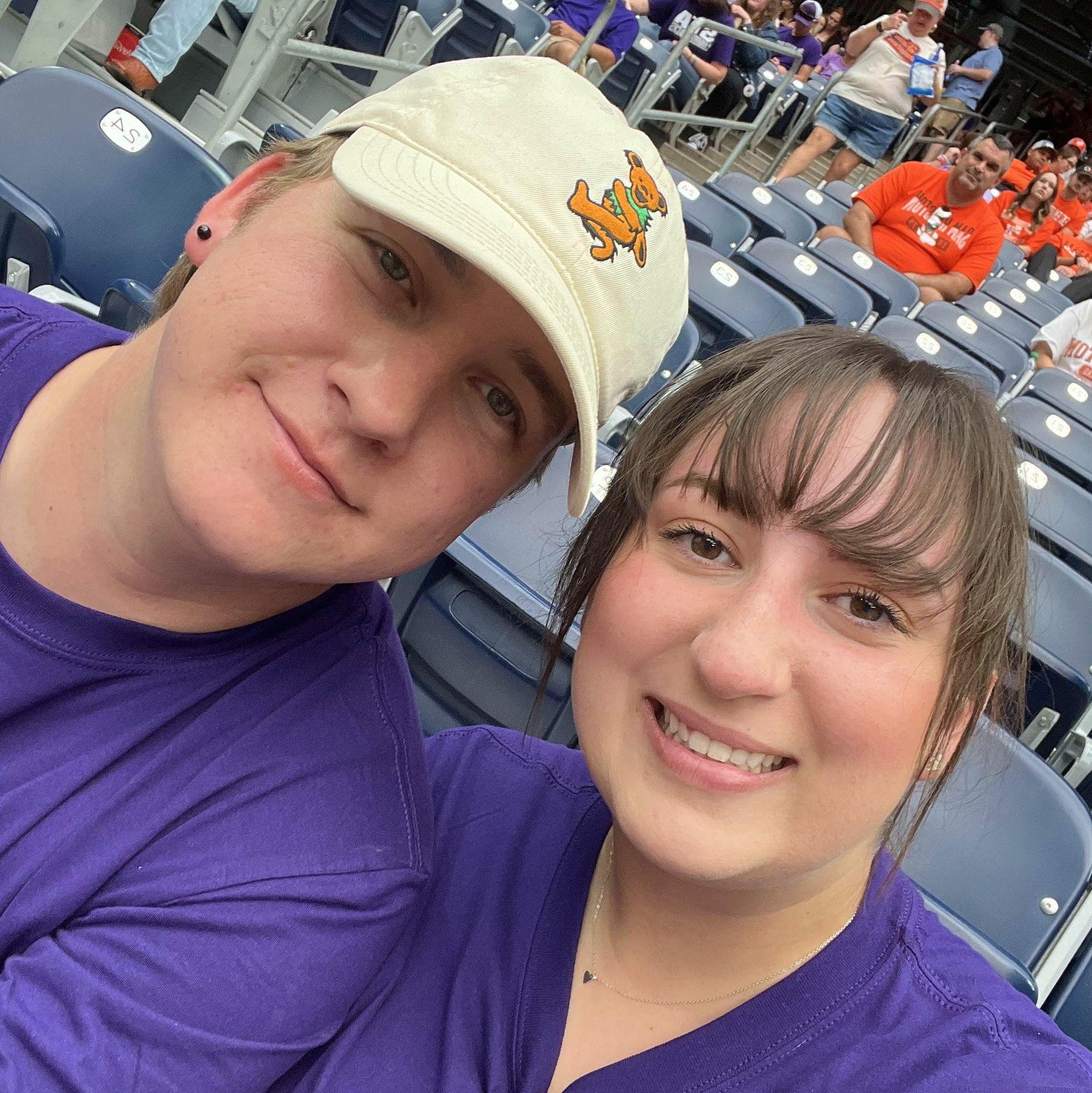 Attending the last Battle of the Piney Woods between SFA and SHSU with friends at NRG Stadium in Houston, Texas on October 1, 2022.