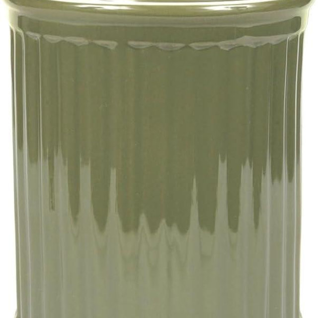 Omniware Simsbury XL Canister, 120oz Stoneware Cookie Jar with Lid, Large Kitchen Storage Container, Airtight Farmhouse Canister for Flour, Sugar, Coffee, or Snacks (Olive)