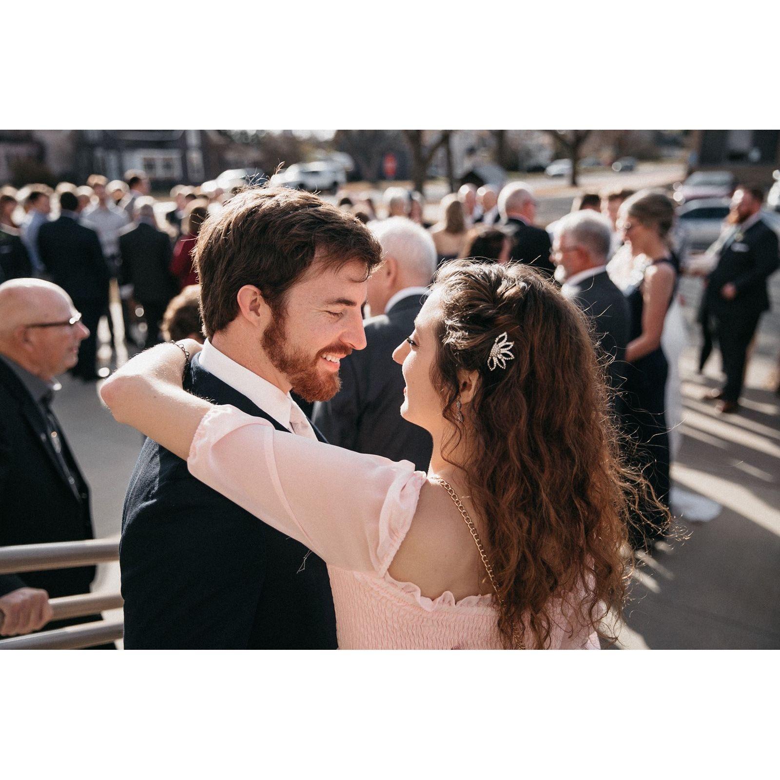 Candid photo at a family member's wedding Fall 2022