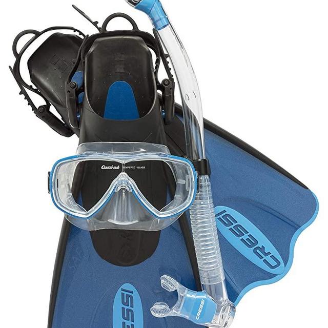 Cressi Light Weight Premium Travel Snorkel Set fo All Family | Palau SAF Set made in Italy