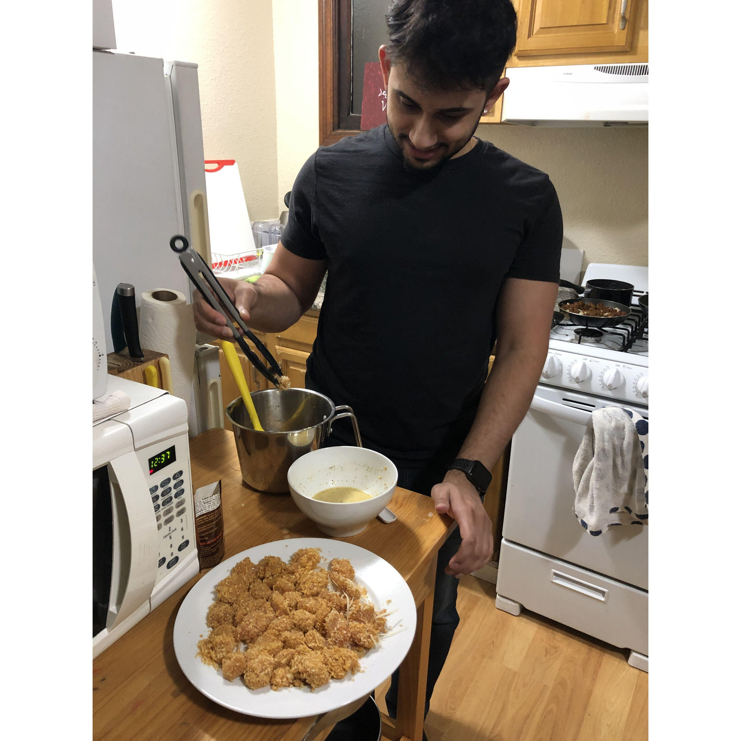 Arjun's first time making homemade chicken nuggets
