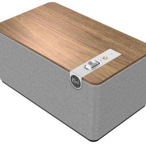 Klipsch - The Three Plus Premium Tabletop Bluetooth Speaker with Broadcast Mode - Walnut