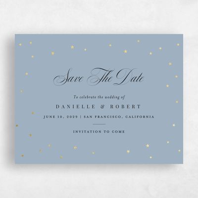 Powder Blue Wedding Save the Date - Emery Landscape Foil