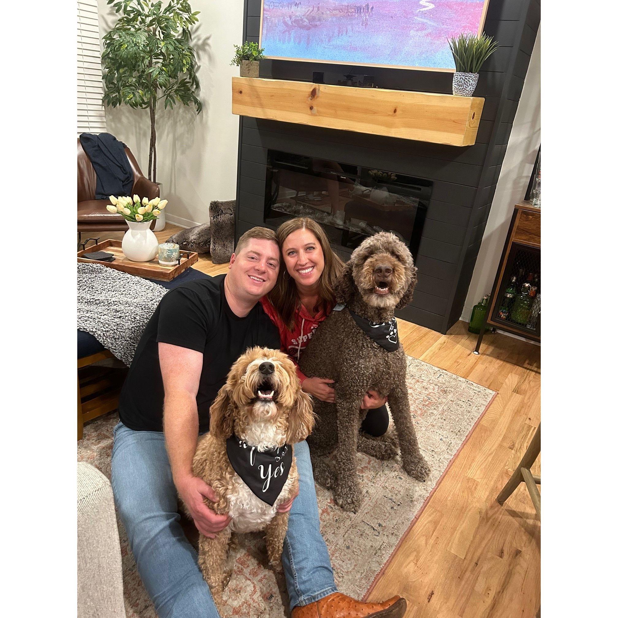 Jack and Louie were just as excited as we were the night of our engagement!