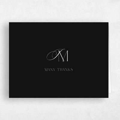 Black Monogram Wedding Thank You - Galiena Landscape