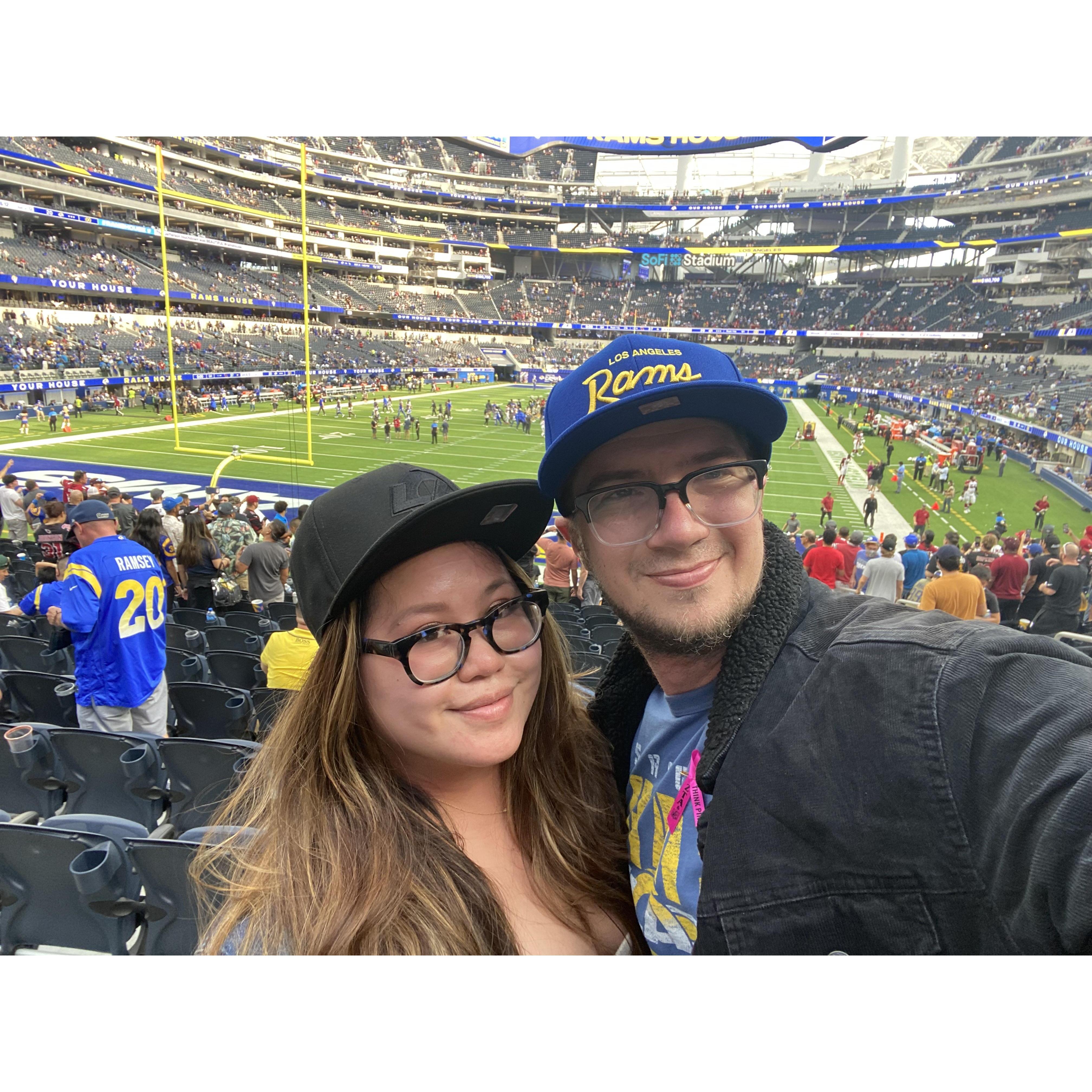 Matt's first Ram's game!