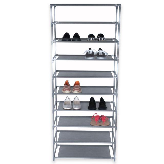 Home Basics® 24-Inch 10-Tier Coated Shoe Rack in Grey