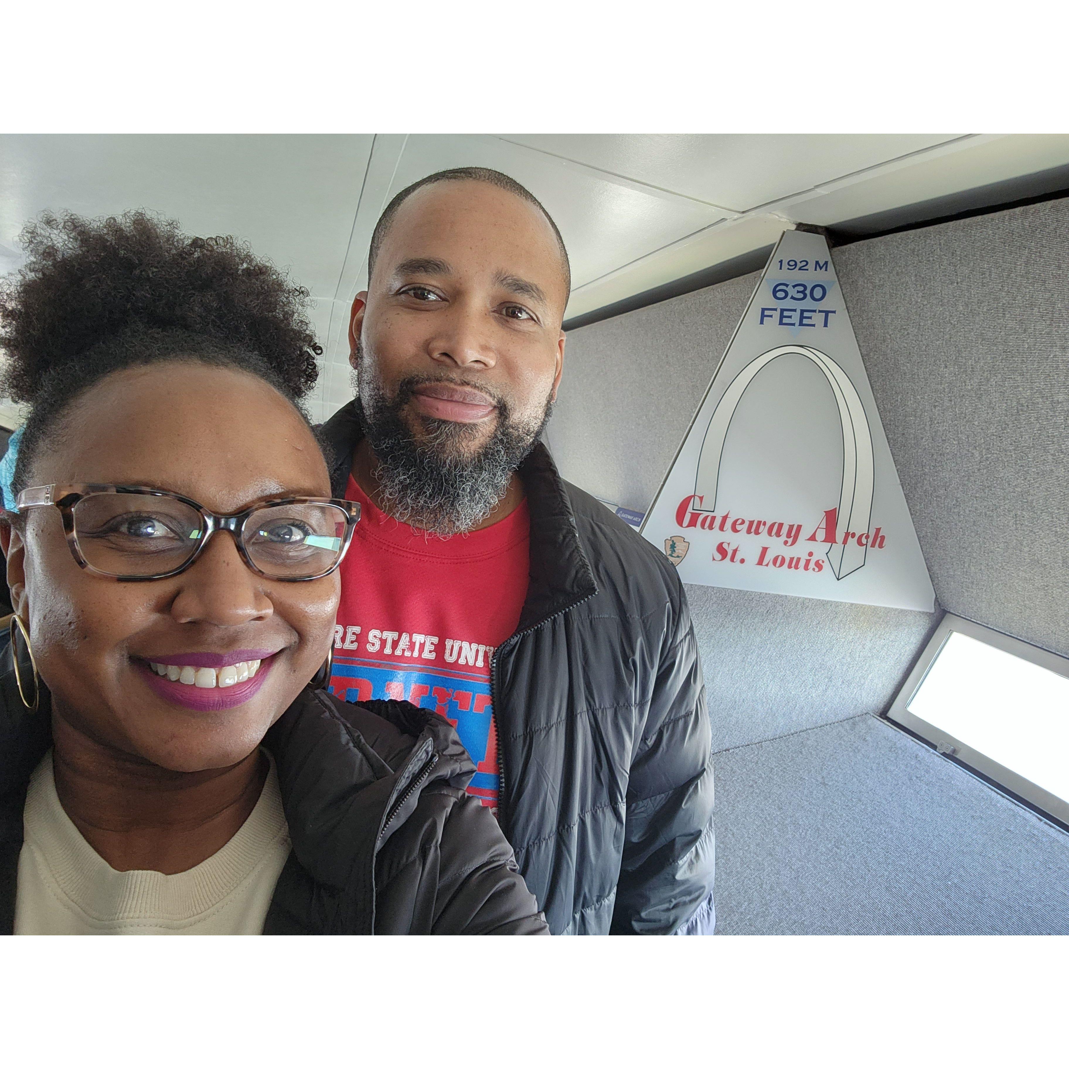 At the top of the Gateway Arch in St. Louis, MO