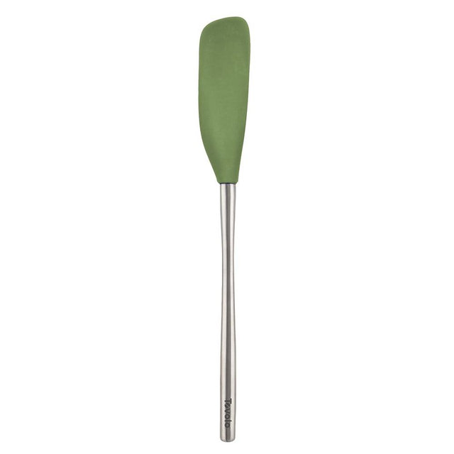 Tovolo Flex-Core Long-Handled Silicone Jar Scraper Spatula, Stainless Steel Handle, Heat-Resistant Silicone Head With Curved Front for Scooping & Scraping, Dishwasher-Safe & BPA-Free