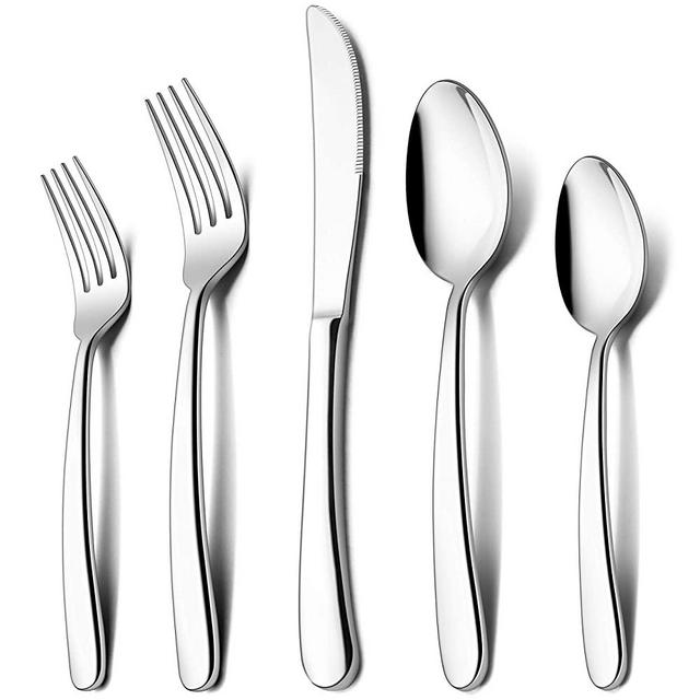 LIANYU 60-Piece Heavy Duty Silverware Set, Stainless Steel Flatware Cutlery Set for 12, Heavy Weight Eating Utensils Set for Home Restaurant Wedding, Dishwasher Safe, Mirror Polished