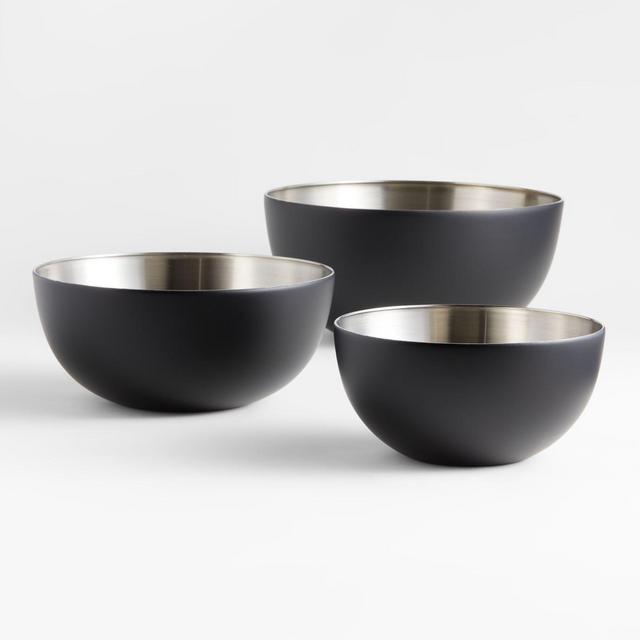 Nera Matte Black Stainless Mixing Bowls, Set of 3