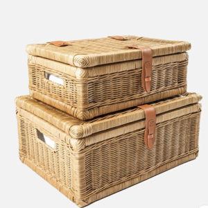 Covered Wicker Storage Basket