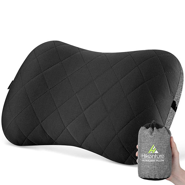 Hikenture Camping Pillow with Removable Cover - Ultralight Inflatable Pillow for Neck Lumber Support - Upgrade Backpacking Pillow - Washable Travel Air Pillows for Camping,Hiking, Backpacking