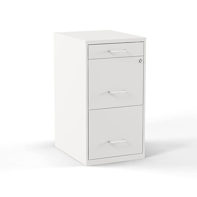 Staples 2806666 3-Drawer Vertical File Cabinet Locking Letter White 18-Inch D (52144)