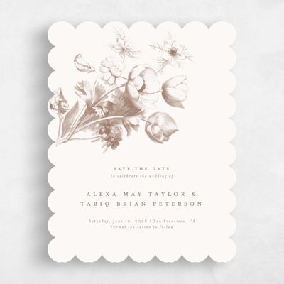 Brown Scalloped Wedding Save the Date - Tulipier Portrait